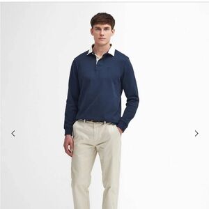 Men's Barbour Howtown Long Sleeve Rugby Shirt Size Large Navy